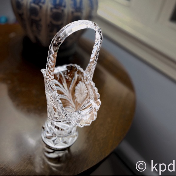 Vintage Duncan & Miller Eteched EAPG 7.5" Handled Flower Basket - Picture 2 of 10